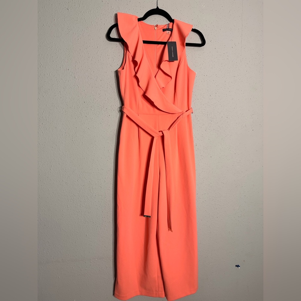 Sleeveless Coral Ruffle Wrap Jumpsuit